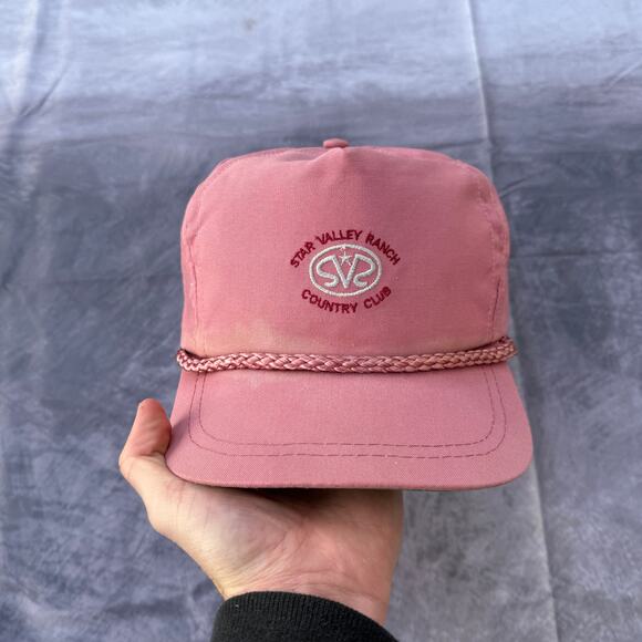 Vintage 80's Star Valley Ranch Country Club Wyoming Pink Roper Strapback Hat Cap - Picture 1 of 4